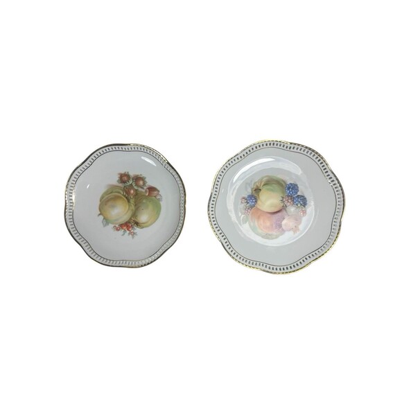 2 Schumann Arzberg Germany Dessert Plate Reticulated Scalloped Edge Gold Trim 7" - Picture 5 of 12